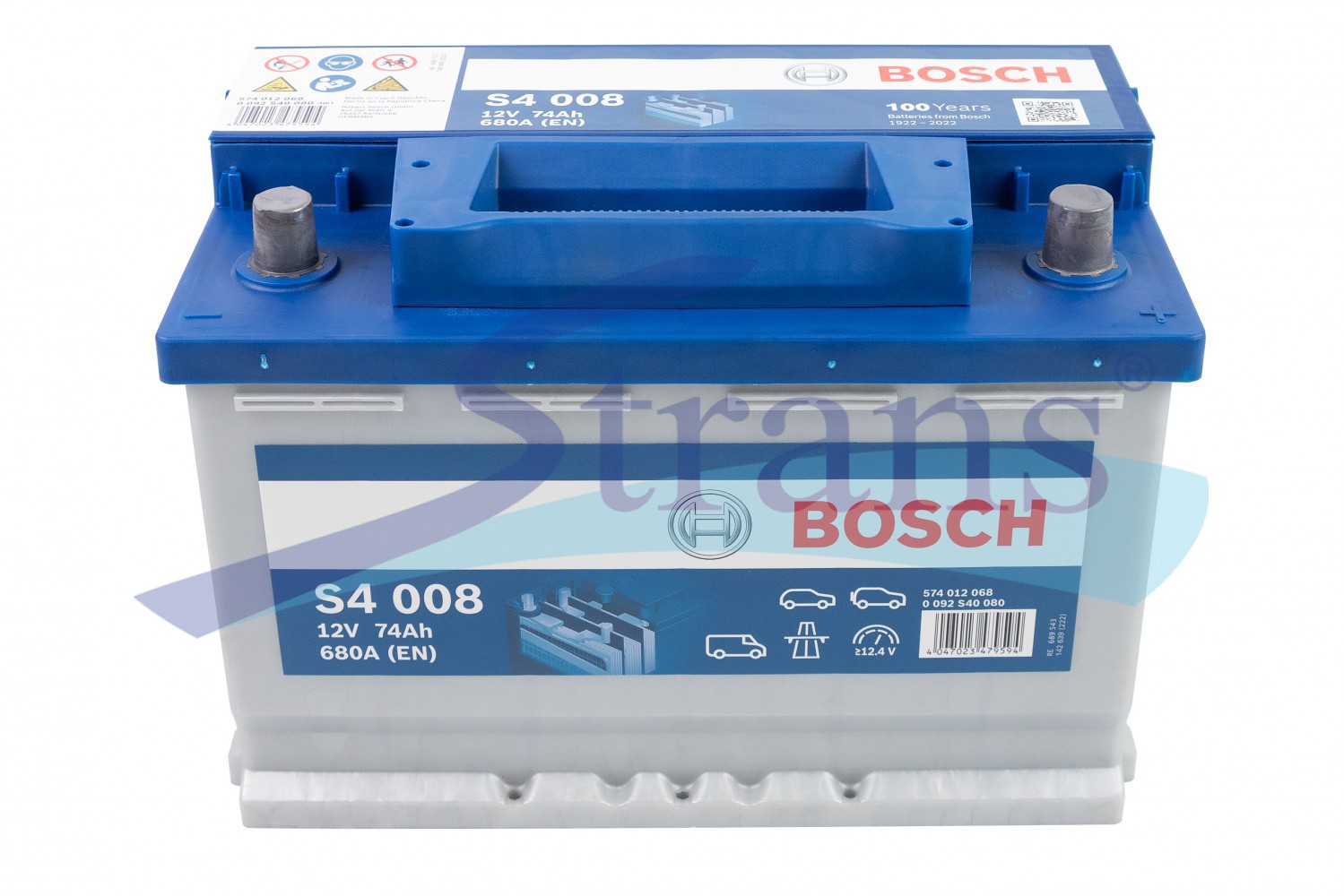 Акумулятор Bosch 12V 74Ah 680A R+ S4 278*175*190Mm 0092S40080